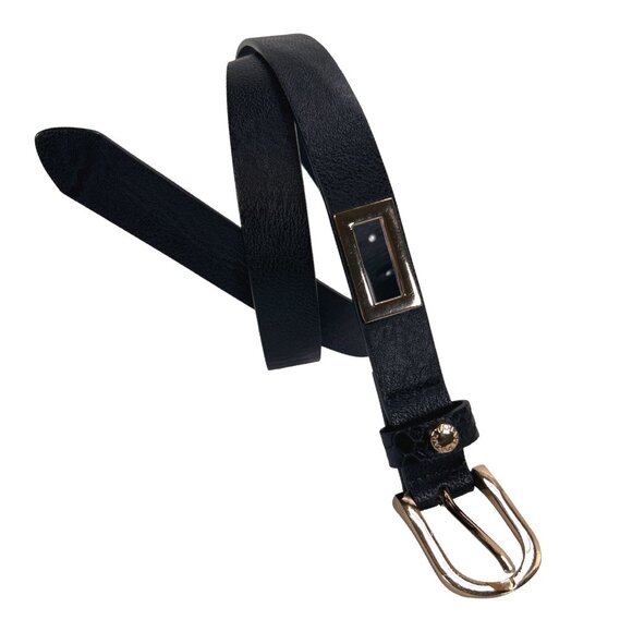 Tahari Vegan Leather Belt Gold Toned Buckle - Picture 2 of 7